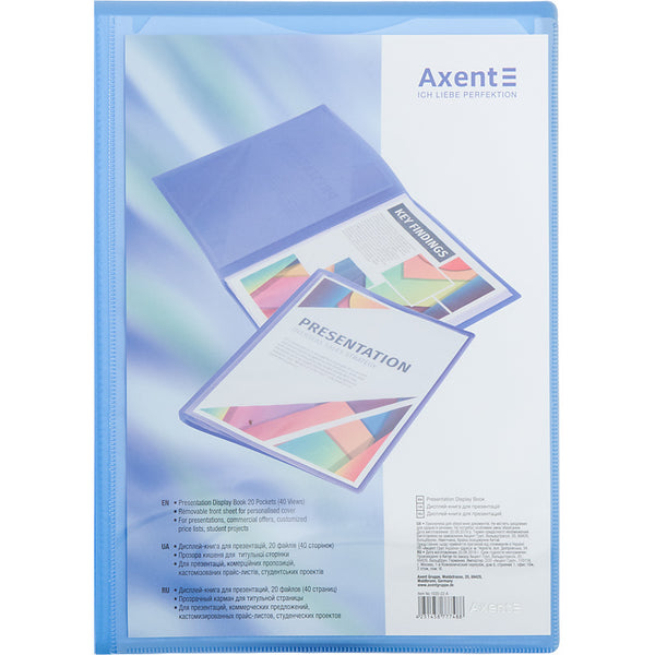 Sichtbuch mit Tasche Axent 1020-22-A, A4, 20 Hüllen, blau