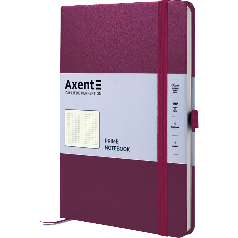 Notizbuch Axent Partner Prime 8305-46-A, A5, 145x210 mm, 96 Blatt, Zelle, Hardcover, Wein