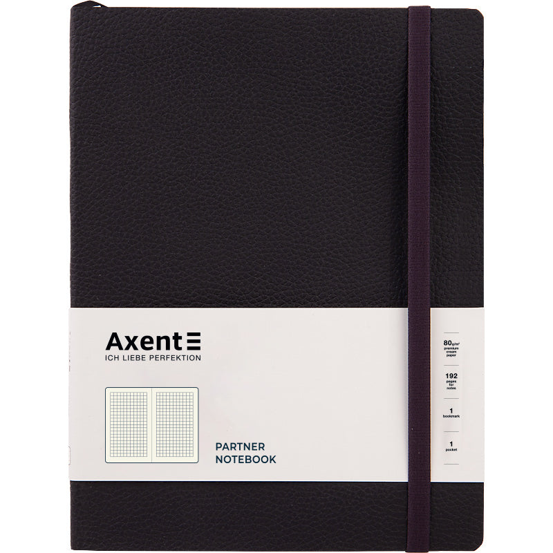 Notebook Axent Partner Soft L, 8615-01-A, 190x250 mm, 96 sheets, squared,black