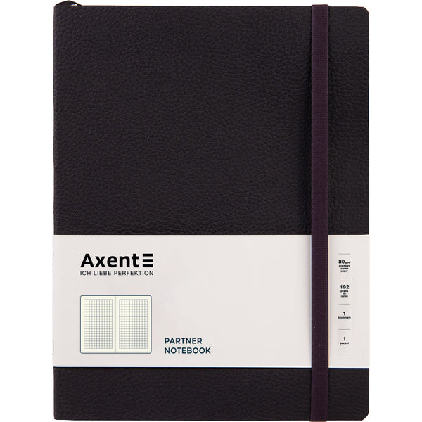 Notizbuch Axent Partner Soft L, 8615-01-A, 190x250 mm, 96 Blatt, kariert, flexibler Umschlag, schwarz