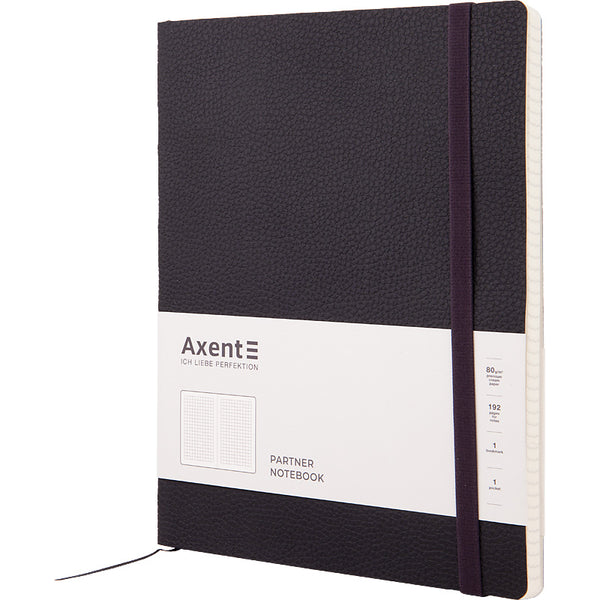 Notizbuch Axent Partner Soft L, 8615-01-A, 190x250 mm, 96 Blatt, kariert, flexibler Umschlag, schwarz