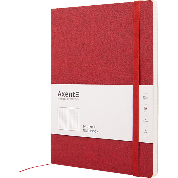 Notizbuch Axent Partner Soft L, 8615-06-A, 190x250 mm, 96 Blatt, kariert, flexibler Umschlag, rot