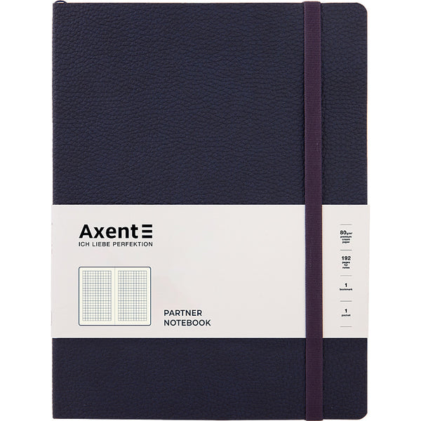 Notizbuch Axent Partner Soft L, 8615-02-A, 190x250 mm, 96 Blatt, kariert, flexibler Umschlag, blau