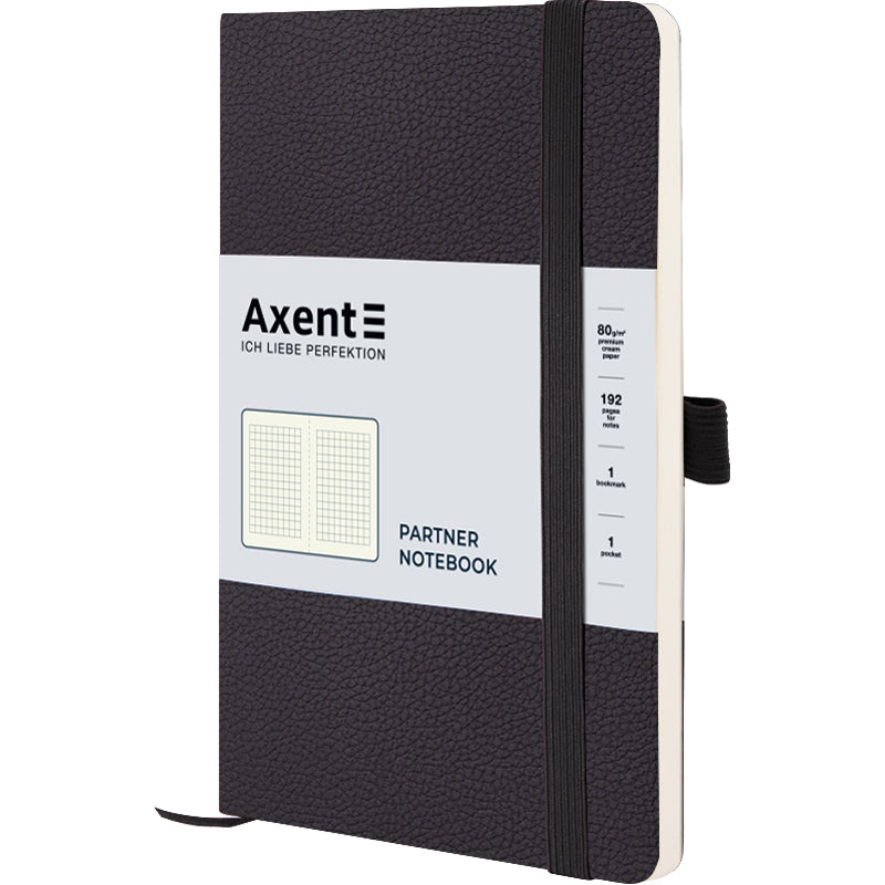 Notebook Axent Partner Soft Skin 8616-01-A, A5-, 96 sheets, squared, black