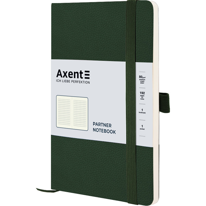 Notebook Axent Partner Soft Skin 8616-23-A, A5-, 125x195 mm, 96 sheets, squared, flexible cover, dark-green