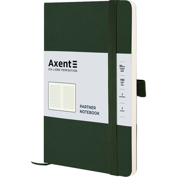Notizbuch Axent Partner Soft Skin 8616-23-A, A5-, 125x195 mm, 96 Blatt, kariert, flexibler Umschlag, dunkelgrün