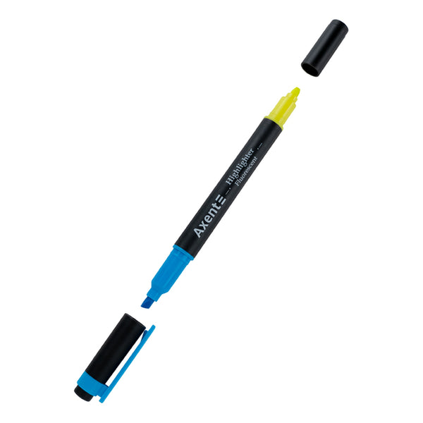 Textmarker Doppelter Axent 2534-02-A, 2-4 mm, keilförmig, blau + gelb