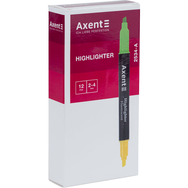 Textmarker Doppelter Axent 2534-02-A, 2-4 mm, keilförmig, blau + gelb