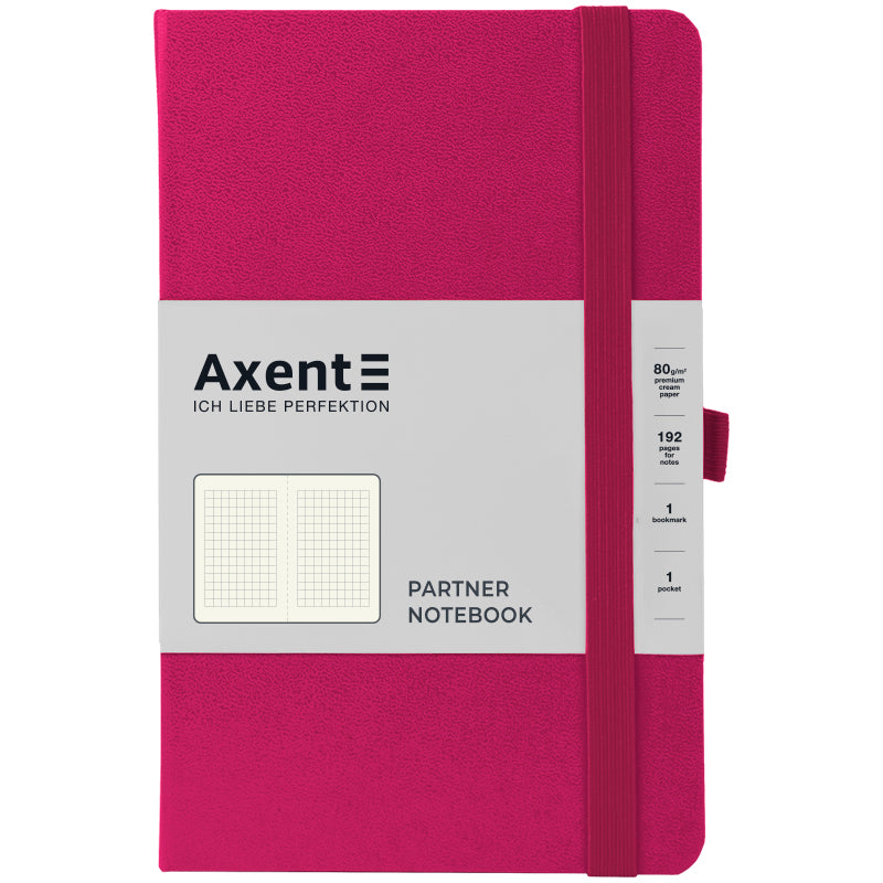 Notizbuch Axent Partner 8201-50-A, 125x195 mm, 96 Blatt, kariert, purpurrot