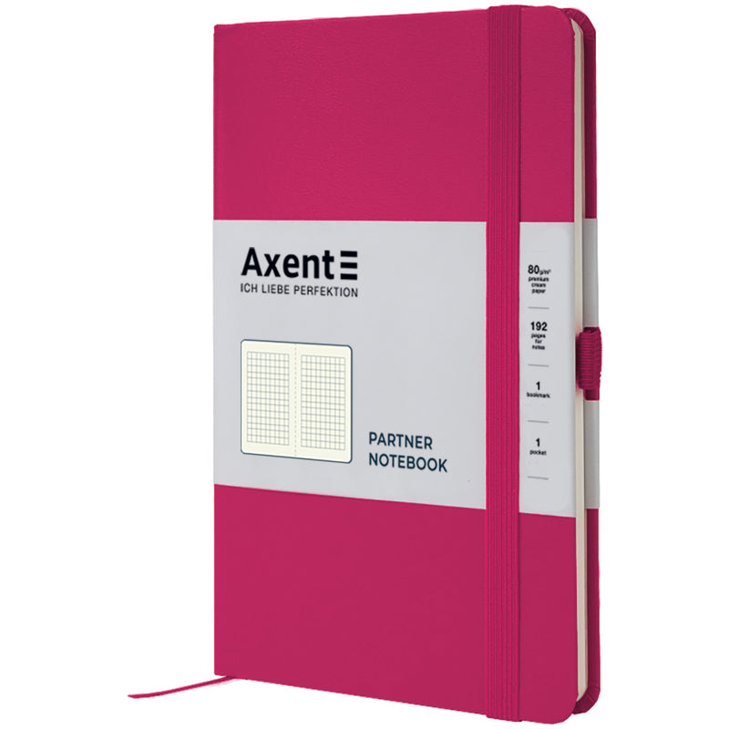 Notizbuch Axent Partner 8201-50-A, 125x195 mm, 96 Blatt, kariert, purpurrot