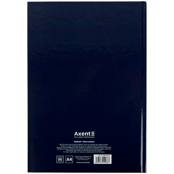 Notizbuch Axent Wisdom 8422-553-A, A4, 96 Blatt, kariert, dunkelblau