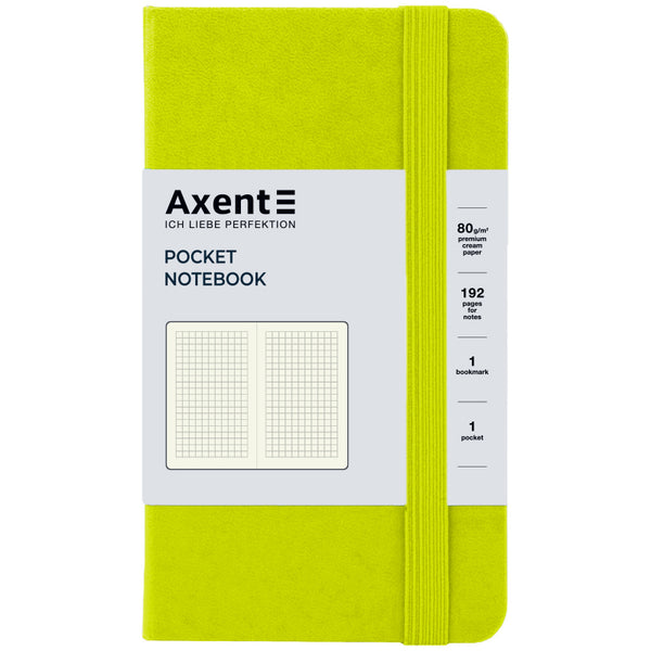 Notebook Axent Partner 8301-60-A, 95x150 mm, 96 sheets,  squared, lemon
