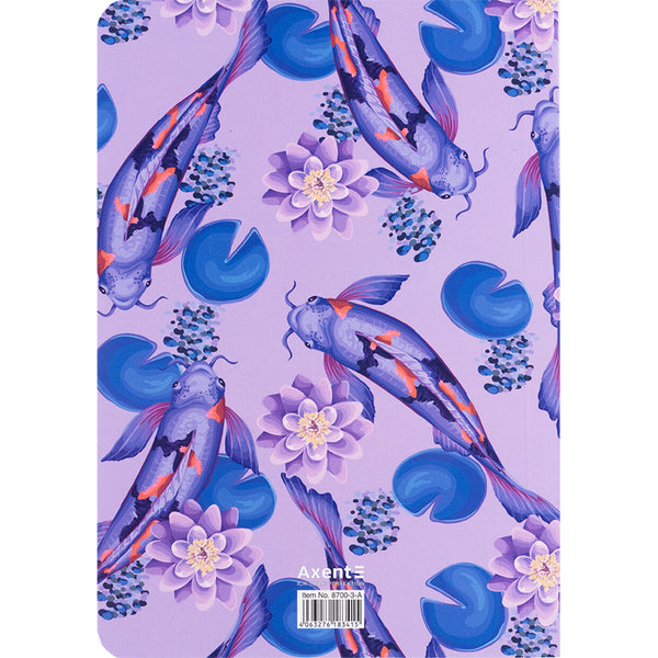 Notebook Axent Fish 8700-3-A, А5, 80 sheets, squared, lilac blue