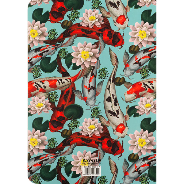 Notizbuch Axent Fish 8700-4-A, А5, 80 Blatt, kariert, blau-rot