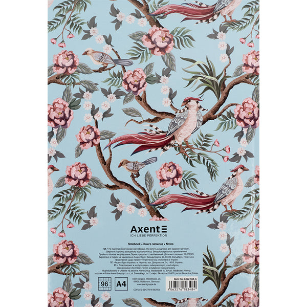 Notebook Axent Birds&Flowers-1 8422-568-A, А4, 96 sheets, squared
