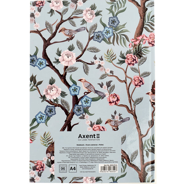 Notebook Axent Birds&Flowers-3 8422-570-A, А4, 96 sheets, squared
