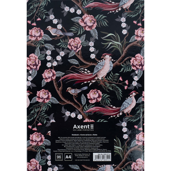Notebook Axent Birds&Flowers-4 8422-571-A, А4, 96 sheets, squared