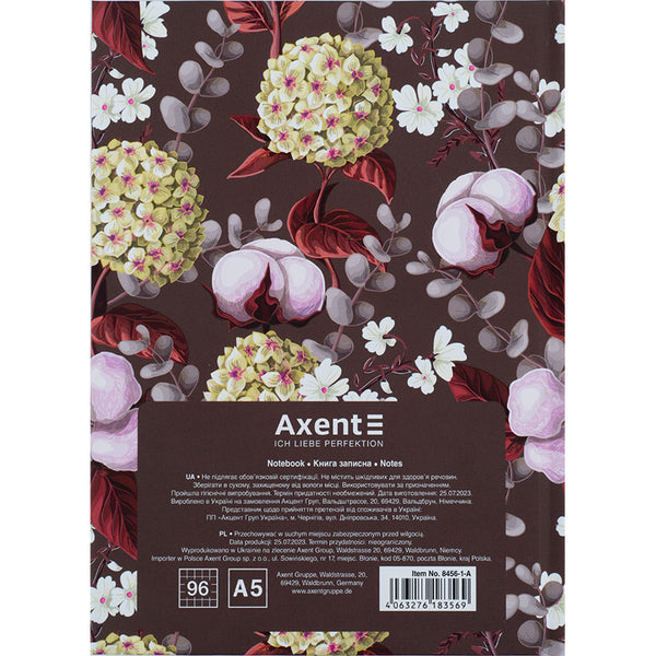 Notizbuch Axent Bloom 8456-1-A, А5, 96 Blatt, kariert, braun