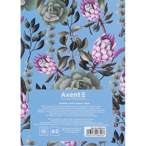 Notebook Axent Bloom 8456-2-A, А5, 96 sheets, squared, blue
