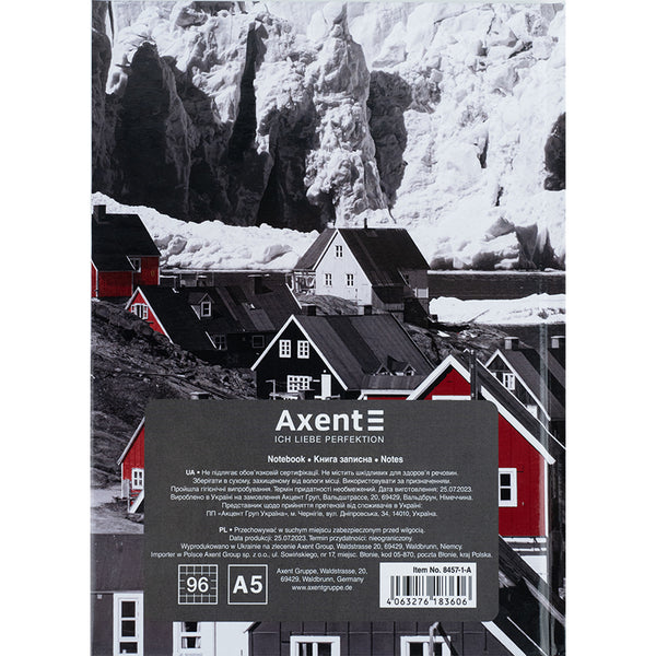 Notizbuch Axent R&B Houses 8457-1-A, A5, 96 Blatt, Zelle, Hardcover