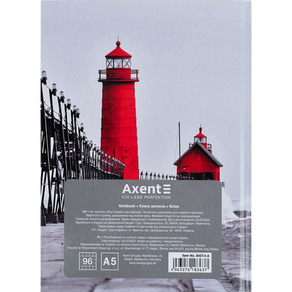 Notizbuch Axent R&B Lighthouse 8457-4-A, A5, 96 Blatt, Zelle, Hardcover