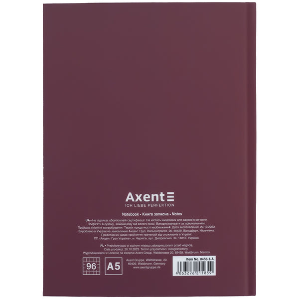 Notebook Impossible 8458-1-A, A5, 96 sheets,  squared, hard cover