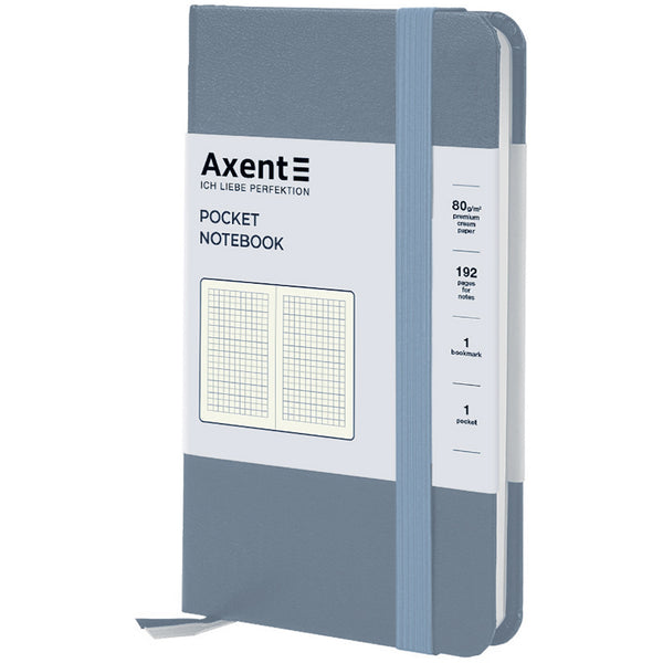 Notizbuch Axent Partner 8301-62-A, 95x140 mm, 96 Blatt, Zelle, grau