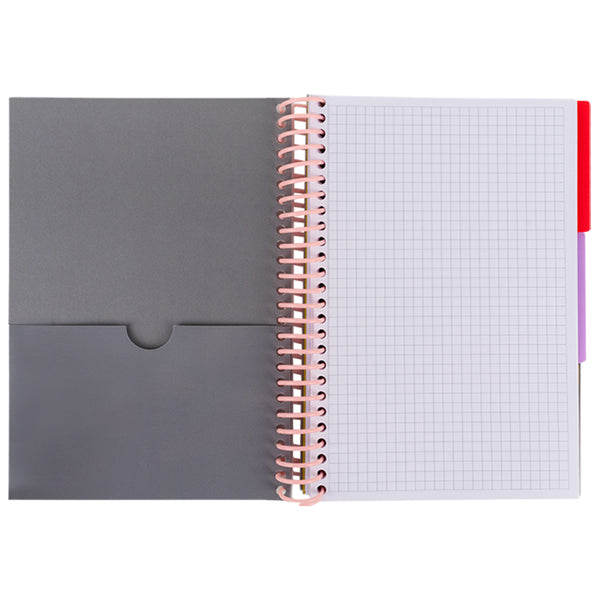 Notebook with dividers Axent 8405-10-A, A5, 120 sheets, squared, grey