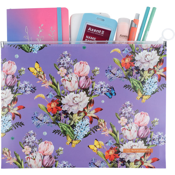 Zipper folder zip-lock Axent Olga Selyshcheva, Secret Garden 1497-35-A, A4+
