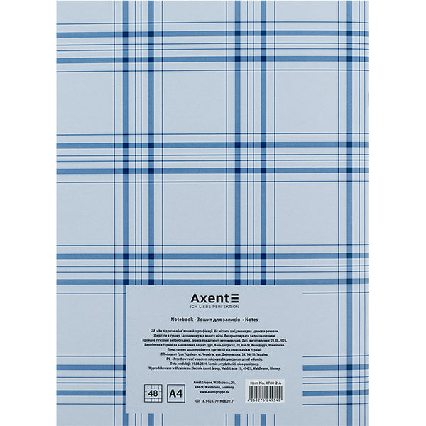 Notizbuch für Notizen Axent 4780-2-A, A4, 48 Blätter, Zelle, blau