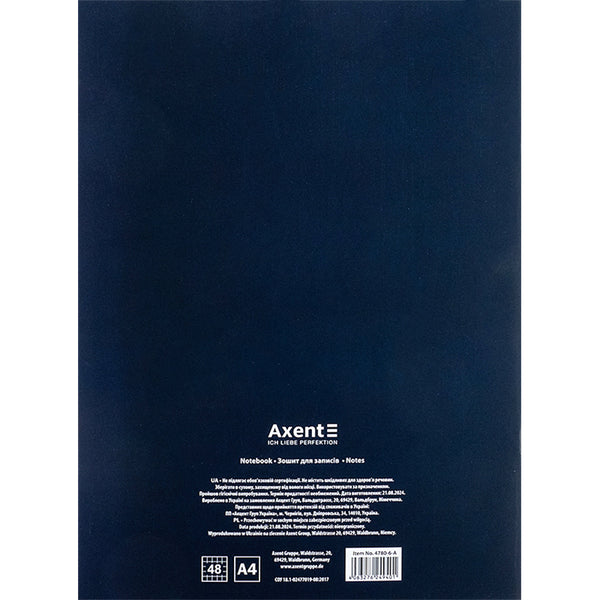 Notizbuch für Notizen Axent 4780-6-A, A4, 48 Blätter, Zelle, blau