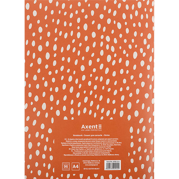 Notebook for notes Axent 4782-2-A, A4, 96 sheets, squared, orange