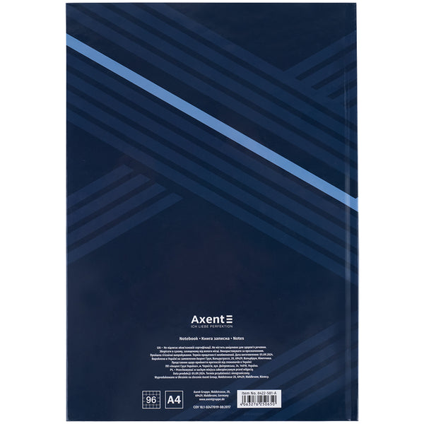 Notebook Axent Lines 8422-581-A, A4, 96 sheets,  squared, blue