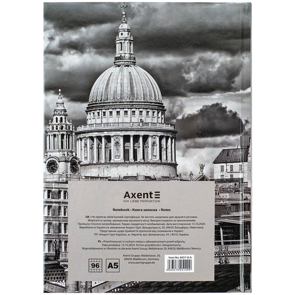 Notizbuch Axent R&B Bus 8457-8-A, A5, 96 Blätter, Zelle, Hardcover