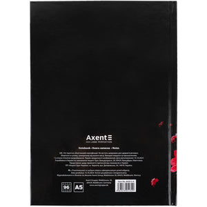 Notebook Axent Red fleur 8459-3-A, A5, 96 sheets,  squared, hard cover