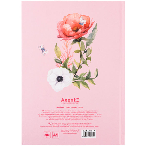 Notizbuch Axent Love 8459-6-A, A5, 96 Blätter, Zelle, Hardcover