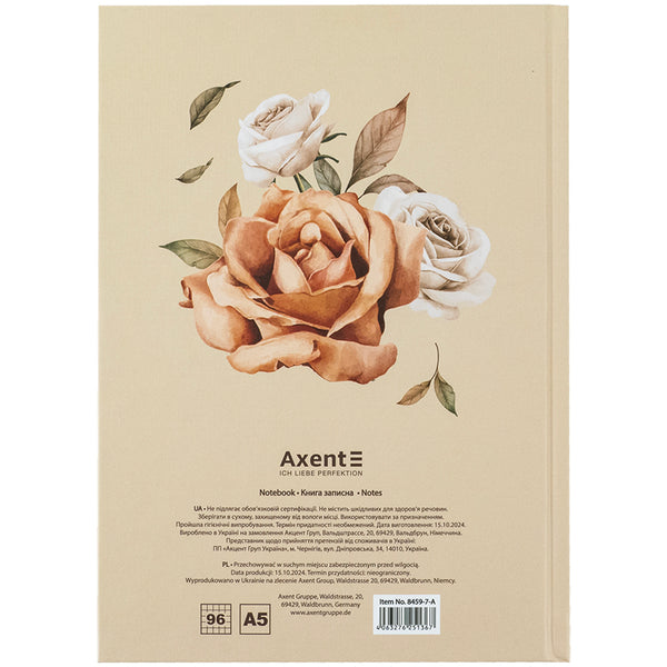 Notizbuch Axent Beauty 8459-7-A, A5, 96 Blatt, Zelle, Hardcover